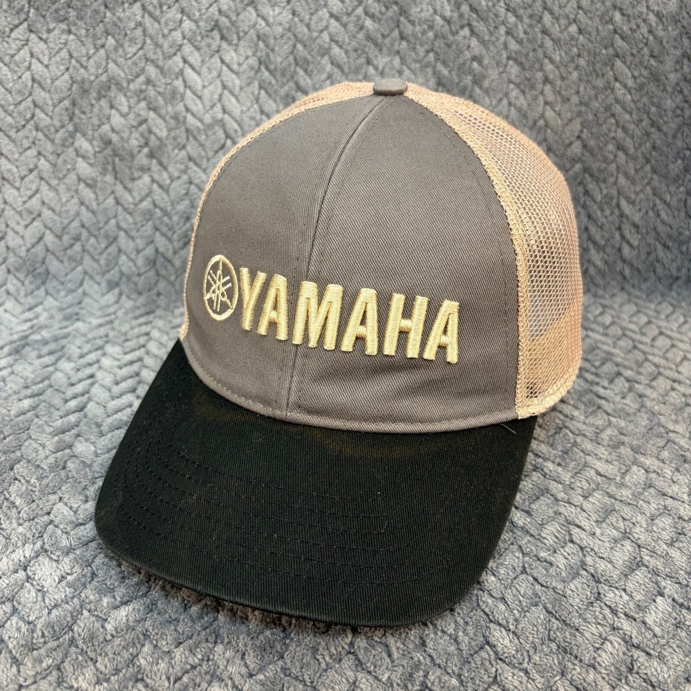 Yamaha Logo Embroidered Snapback OS Grey Black Mesh Trucker Hat